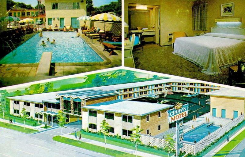 Crown Motel (Woodward Inn) - Vintage Postcard